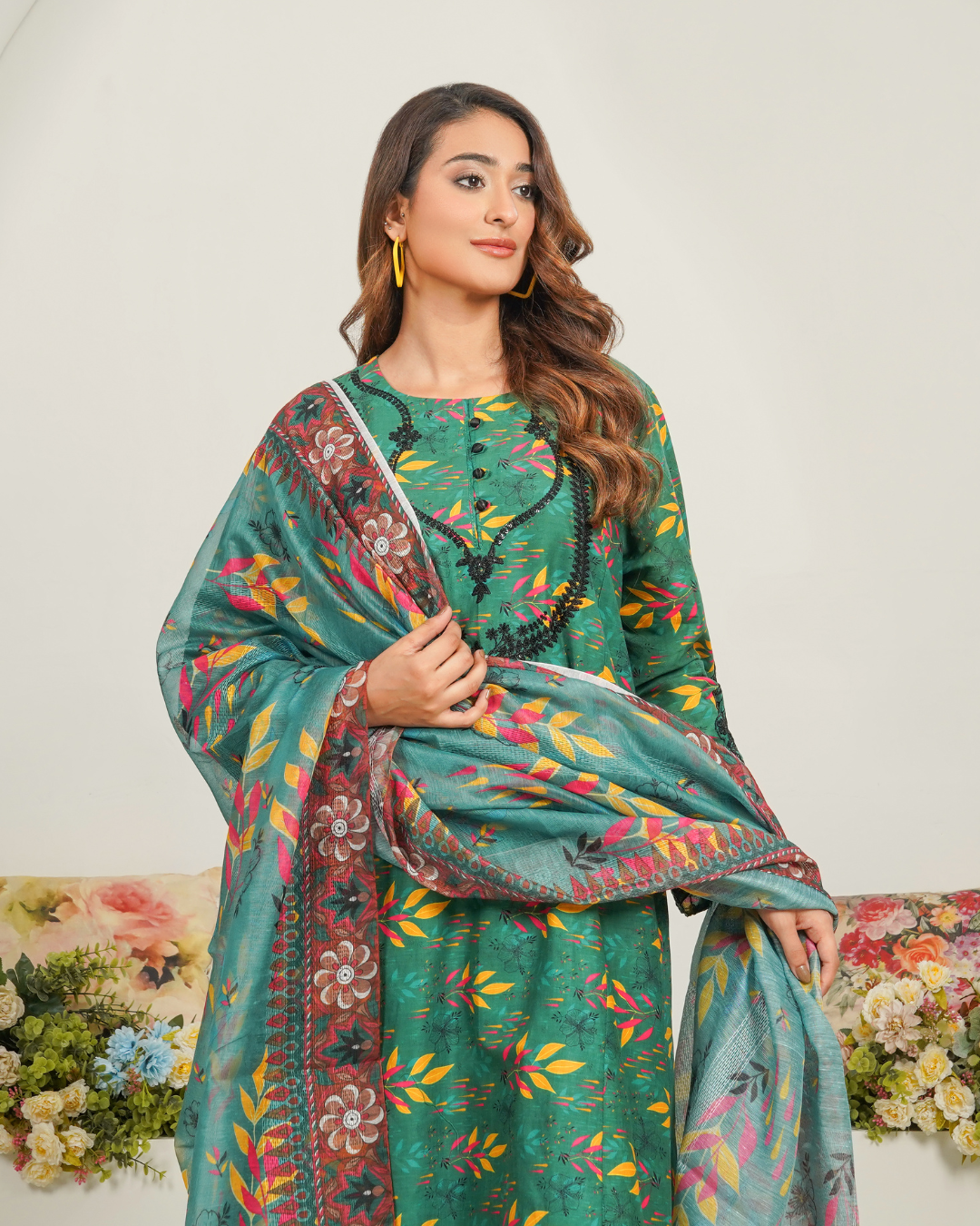 Emerald Blossom 3-Piece Stitched Suit