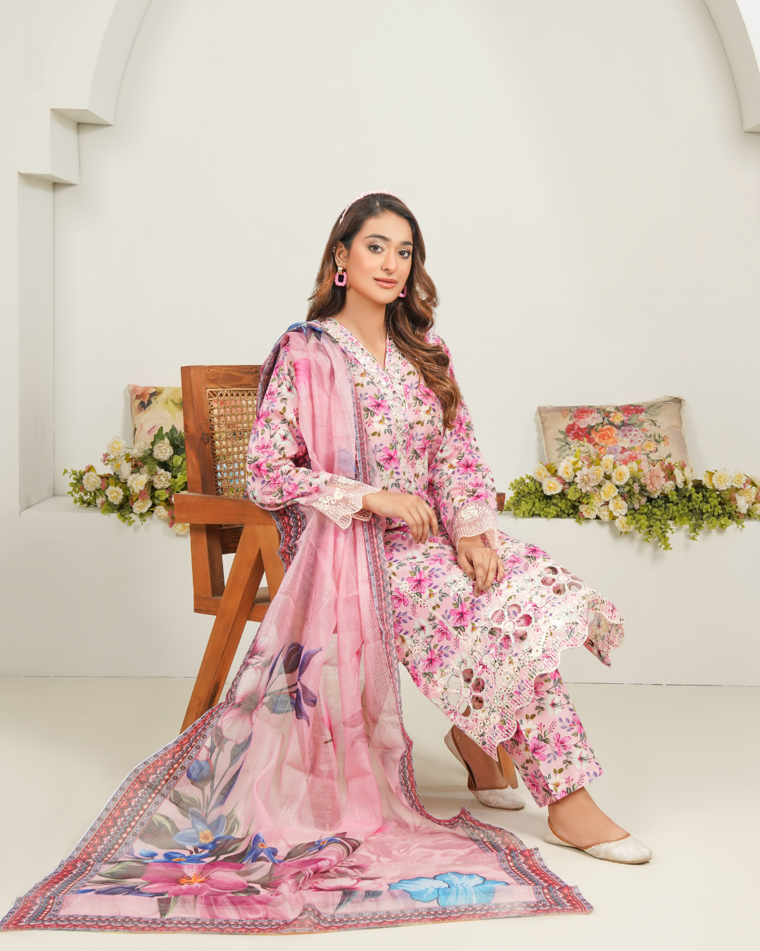 Blushing Flora 3Pcs Printed Suit