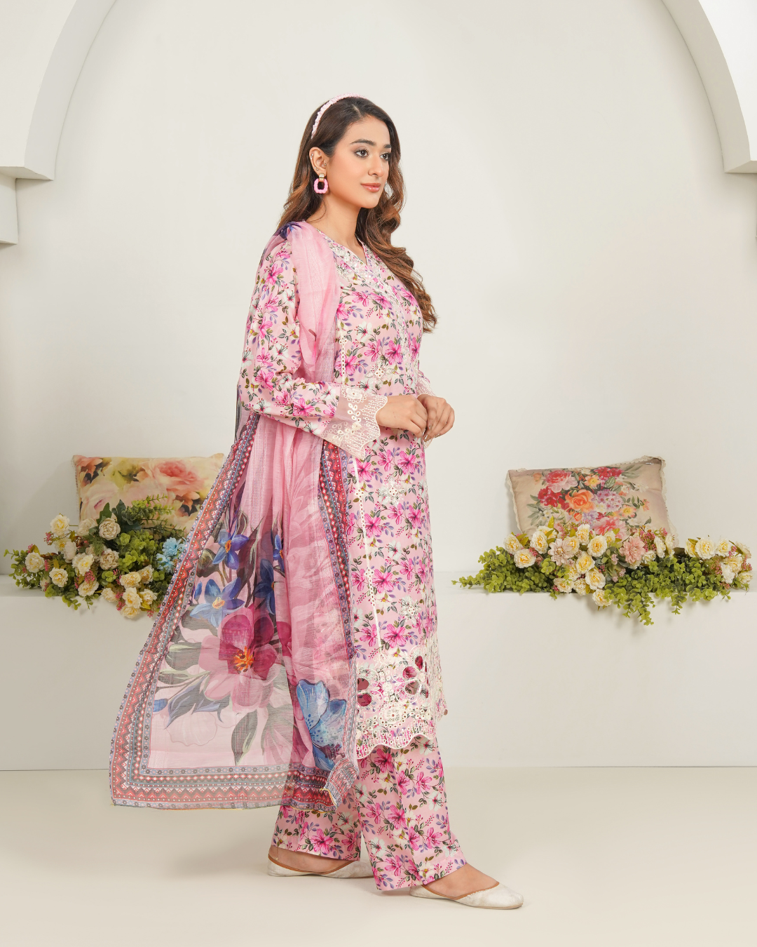 Blushing Flora 3Pcs Printed Suit
