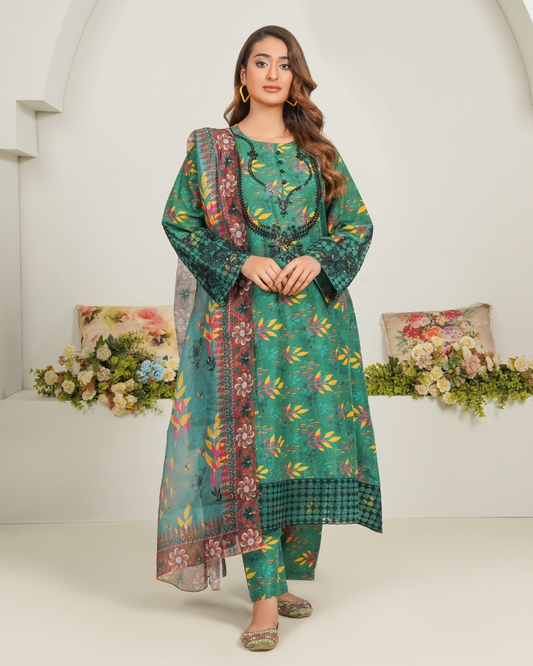 Emerald Blossom  3-Piece Stitched Suit
