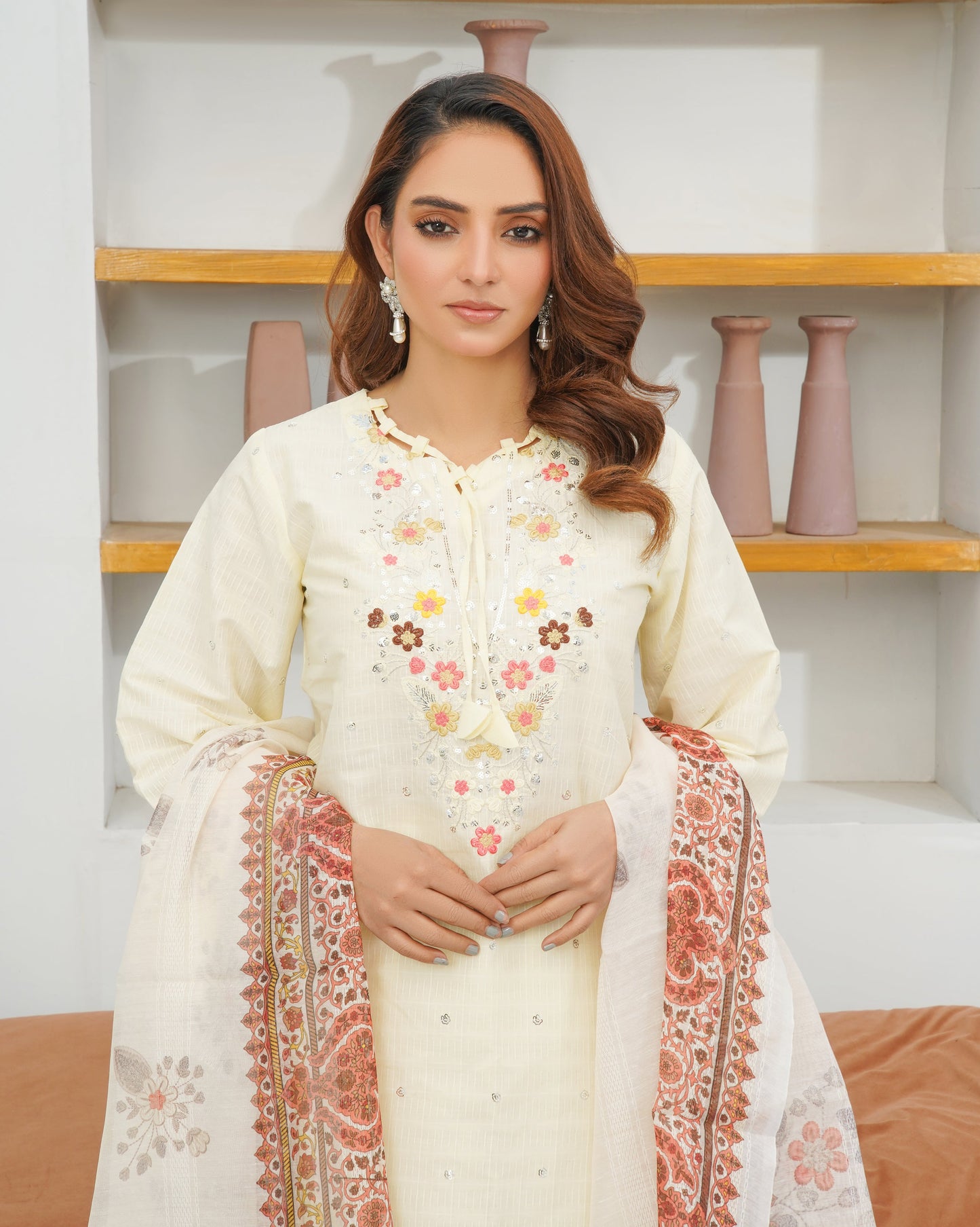 Ivory Garden 3-Piece Stitched Suit