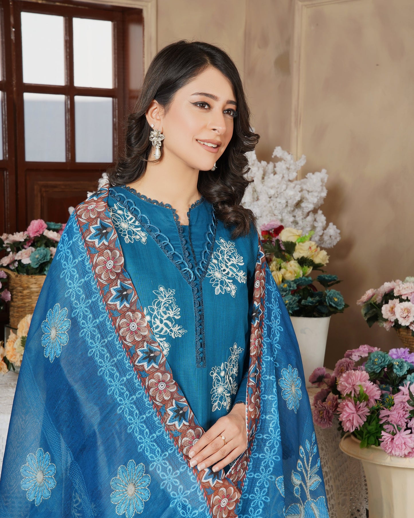 Peacock Blue 3-Piece Stitched Suit