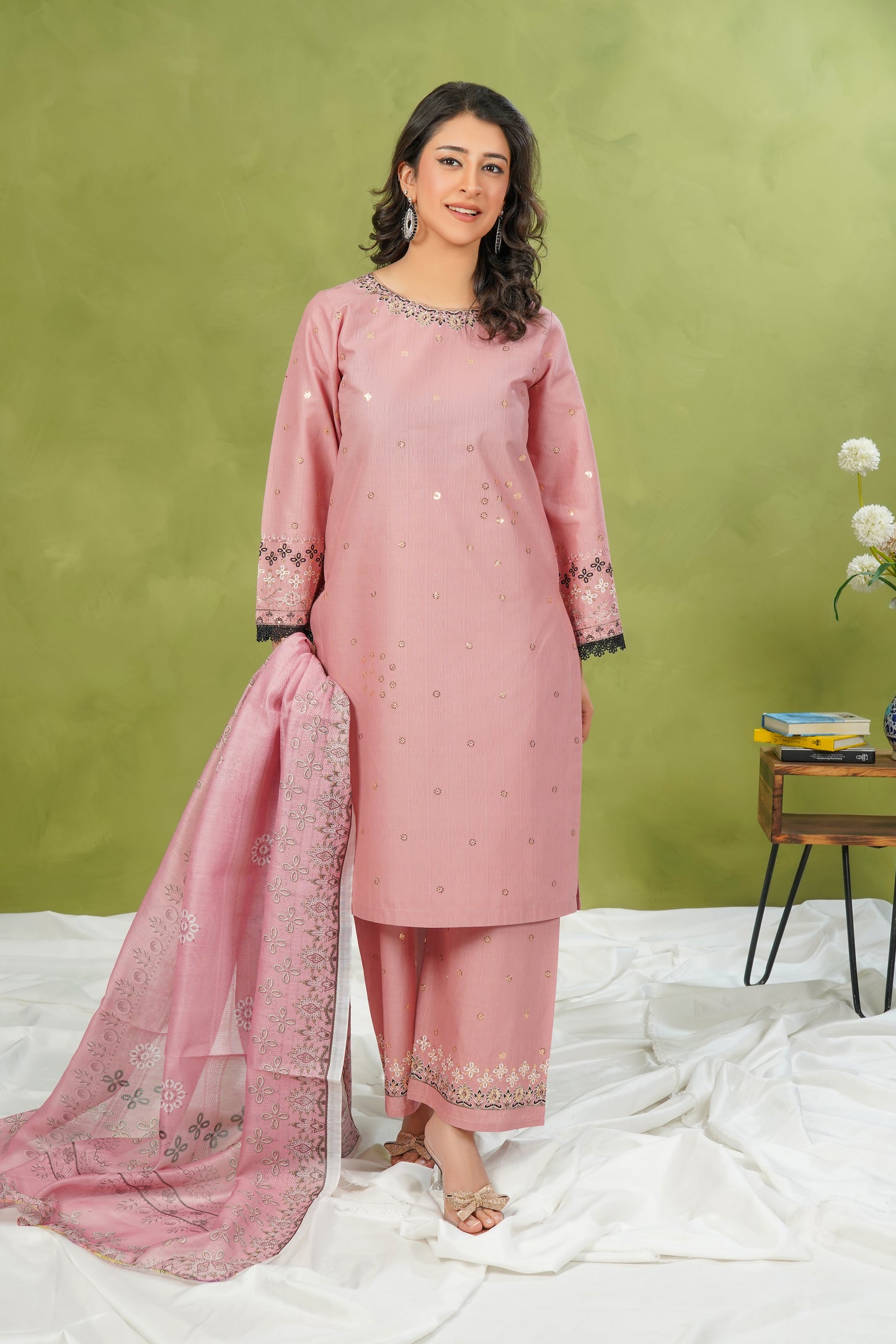 Blossom Pink 3-Piece Luxury Stitched Suit