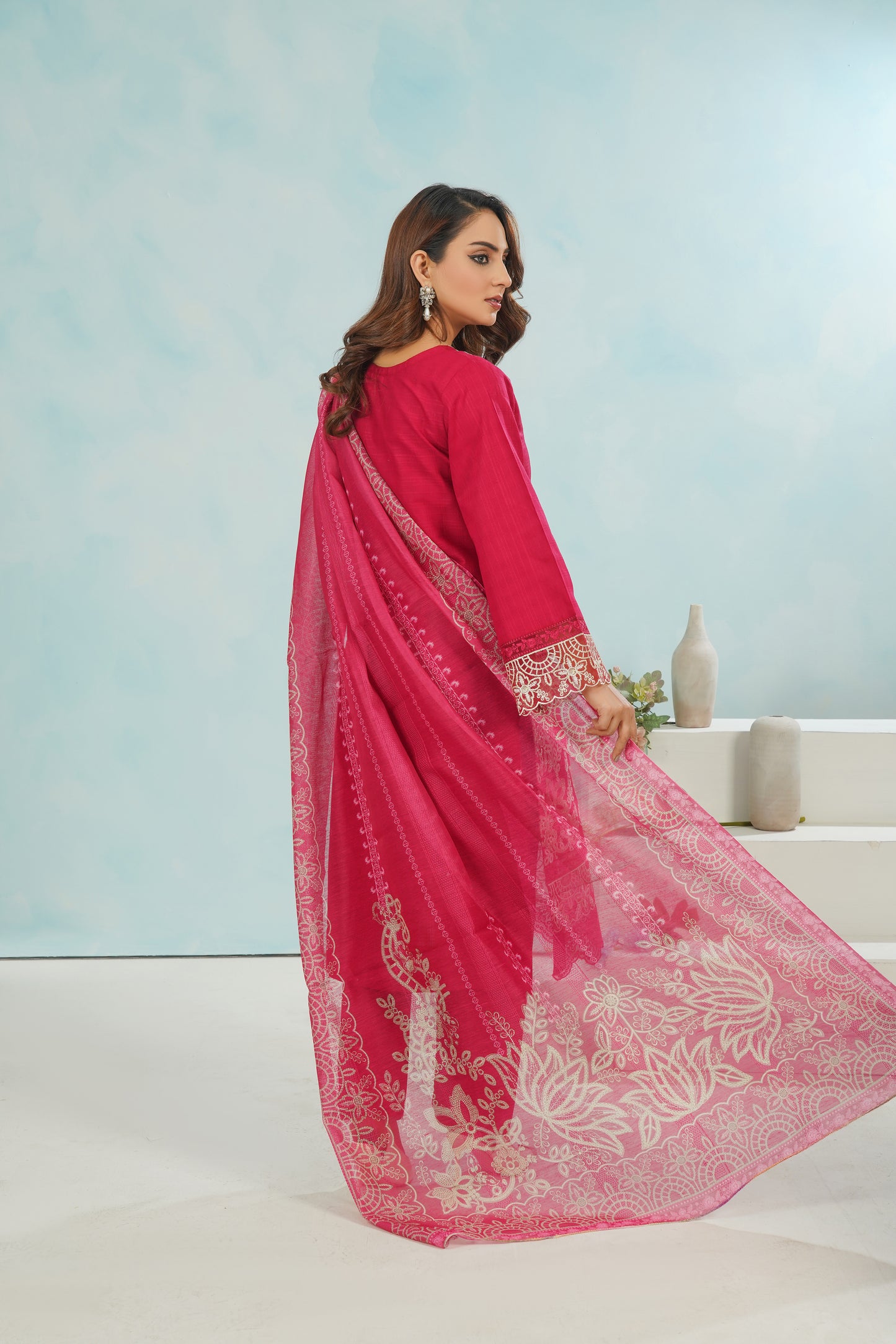 Maroon Bloom 3-Piece Luxury Stitched Suit