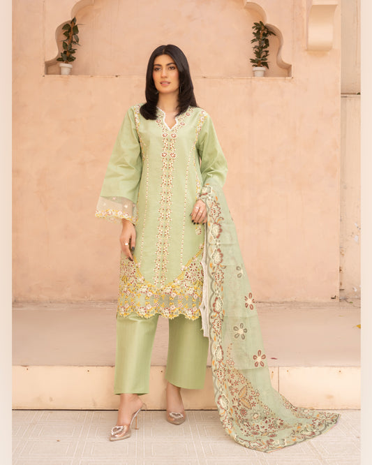 Pistachio Grace 3-Piece Stitched Suit