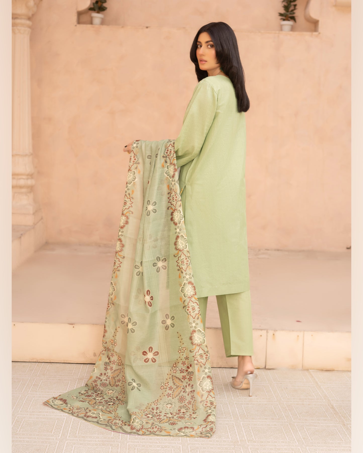 Pistachio Grace 3-Piece Stitched Suit
