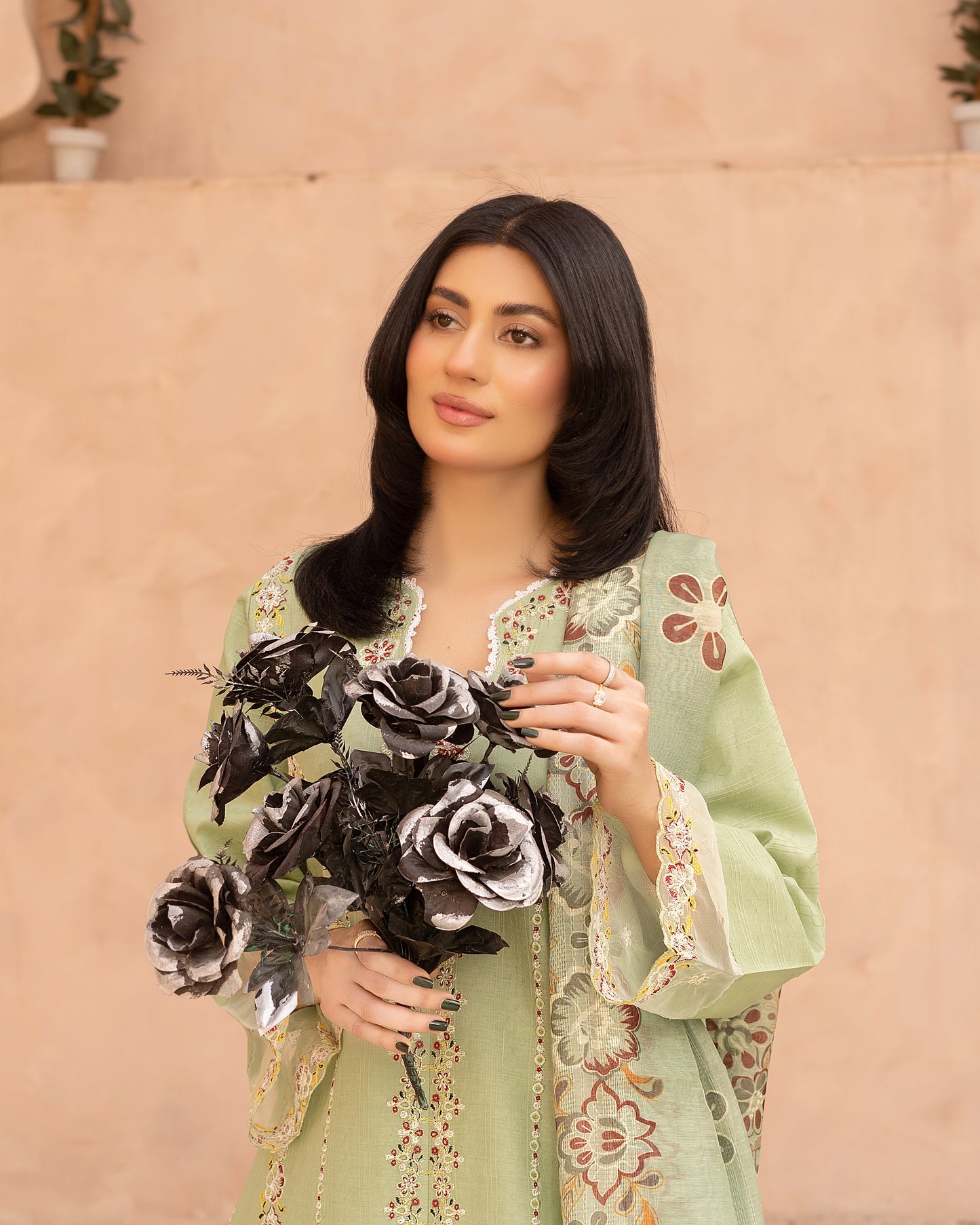 Pistachio Grace 3-Piece Stitched Suit