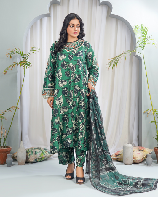 Emerald green tone  3-piece stitched suit