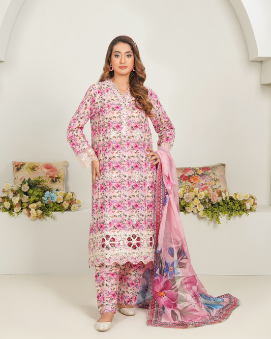 Blushing Flora 3Pcs Printed Suit