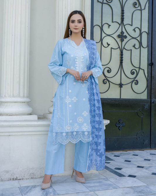 Bluebell Serenity – 3PC Stitched Embroidered Suit