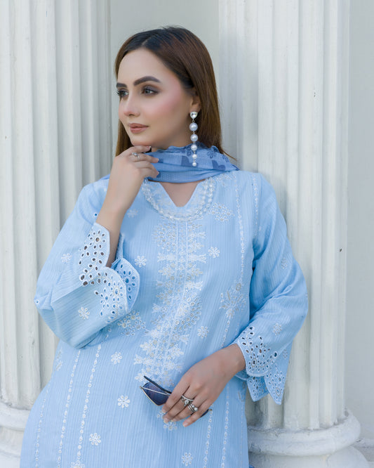 Bluebell Serenity – 3PC Stitched Embroidered Suit