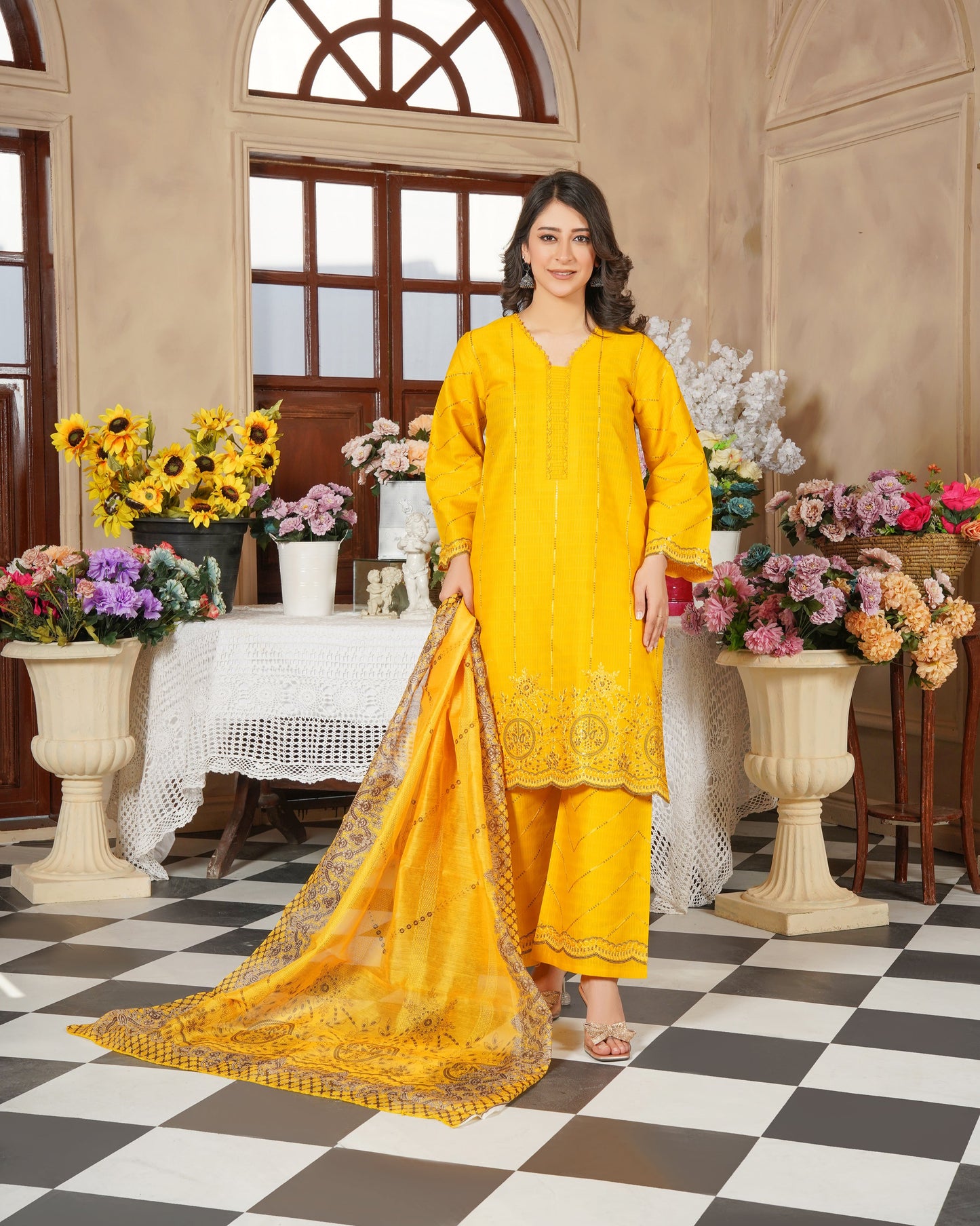 Mustard Yellow 3-Piece Stitched Suit