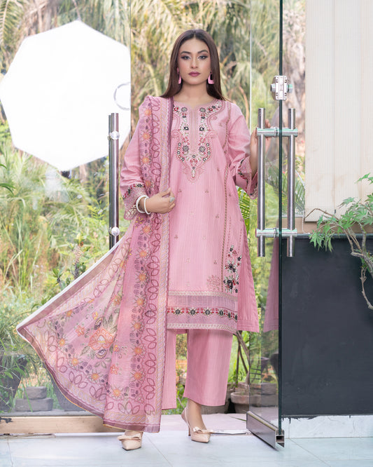 Blush Blossom - 3PC Stitched Suit