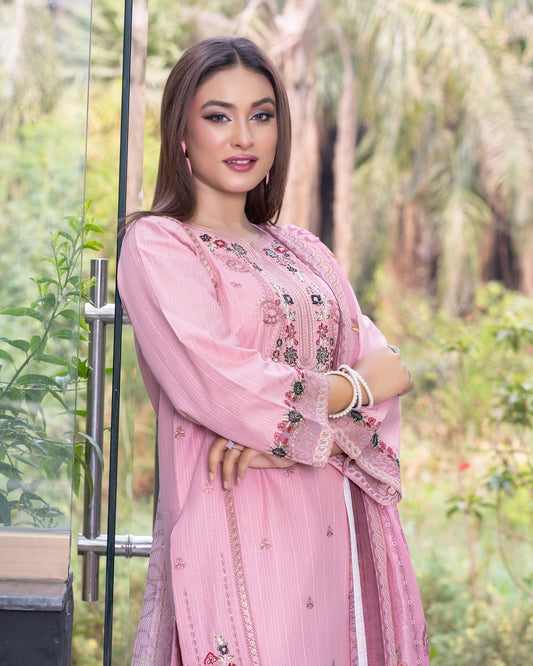 Blush Blossom - 3PC Stitched Suit