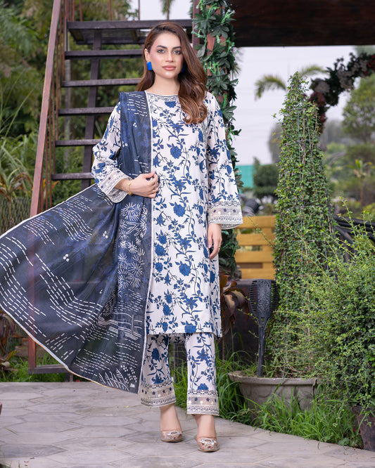Ivory Twilight - 3PC Stitched Print