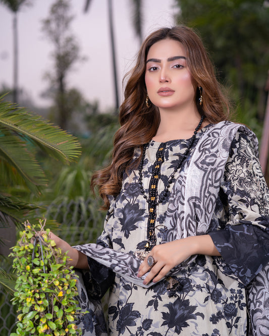 Twilight Bloom - 3PC Stitched Print Lawn