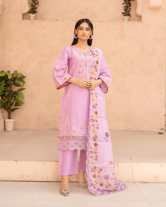 Lilac Whispers 3-Piece Stitched Suit