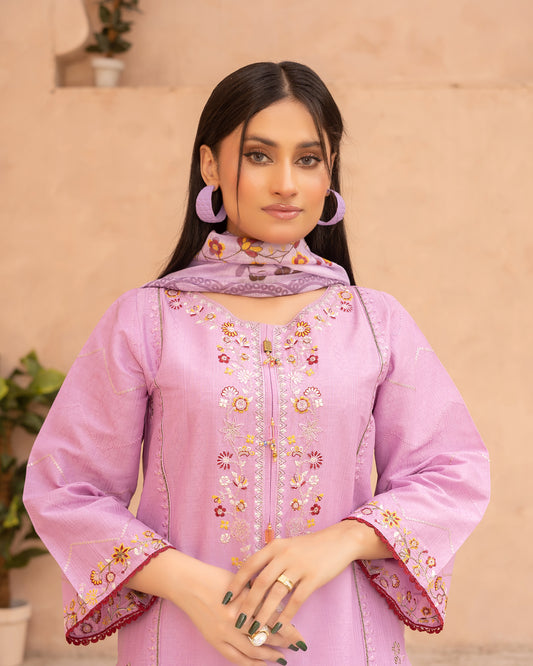 Lilac Whispers 3-Piece Stitched Suit